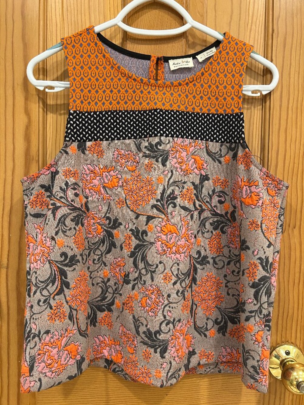 Anthropologie Meadow Rue Orange Floral Tank